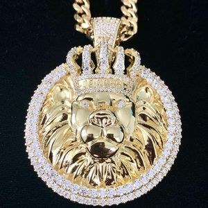 BIG LION KING DIAMOND cz 18K GOLD CHAIN MADE ITALY